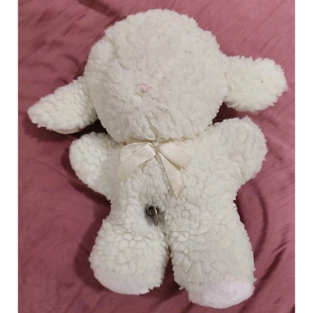 Vintage Eden Mary Had a Little Lamb Plush Musical Wind Up Pink Feet Cream White
